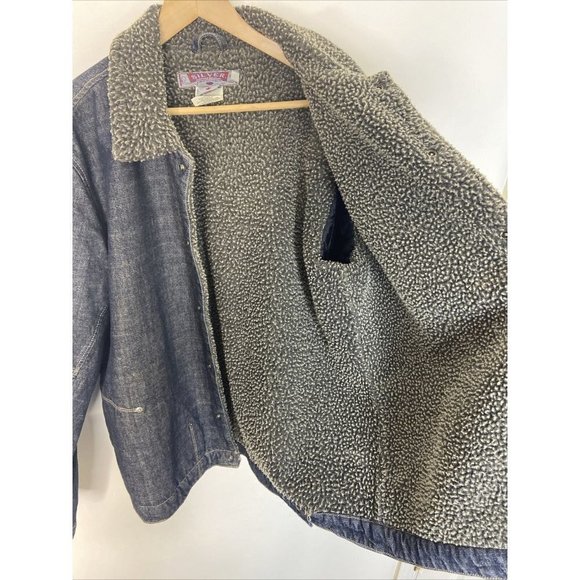 Vintage Silver Jeans Denim Sherpa Lined Jacket Men L Made in Cananda - Picture 7 of 9